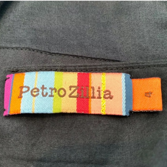 PETRO ZILLIA BLACK COTTON HALTER EYELET DRESS SZ 4 - Picture 11 of 12